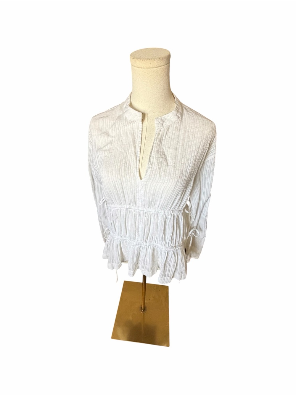 Derek Lam Denim White Long-Sleeve Peasant Blouse  Lightweight Women's Top Sz Sm